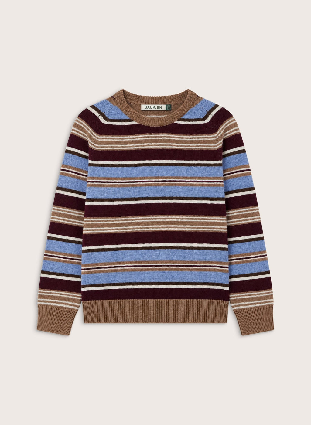 Flora Striped Crew Neck Jumper - Blue Choc Mix Baukjen