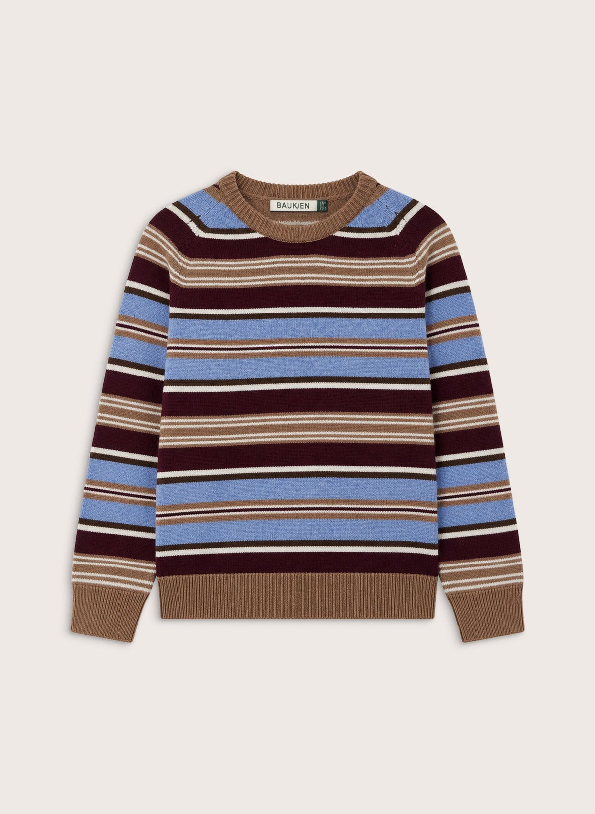 Flora Striped Crew Neck Jumper - Blue Choc Mix Baukjen