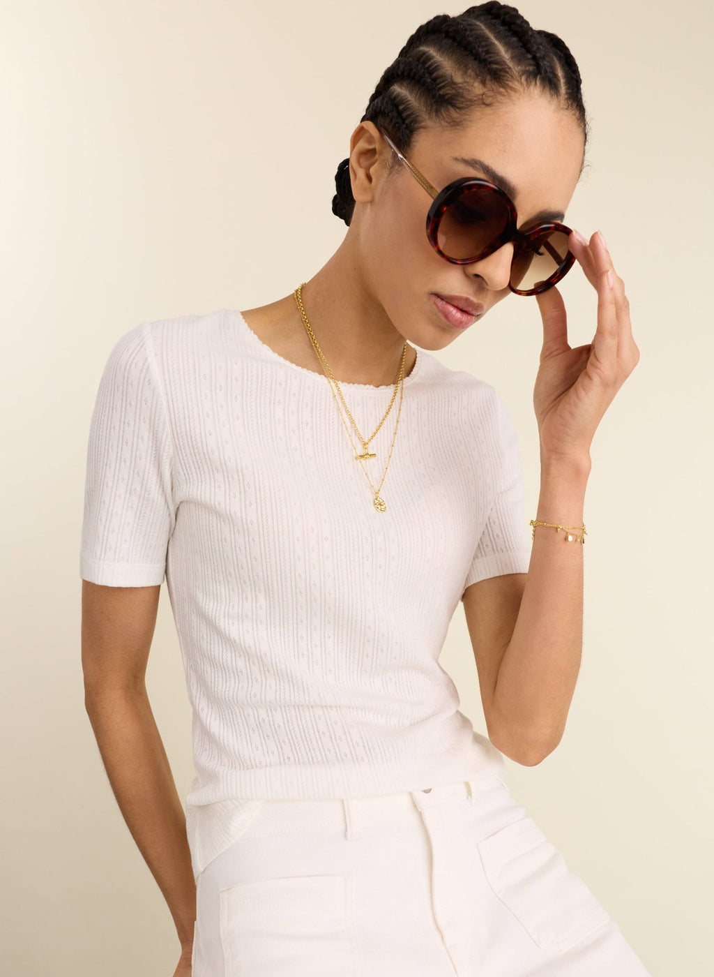 Gabriella Organic Pretty Rib Tee - Pure White Baukjen