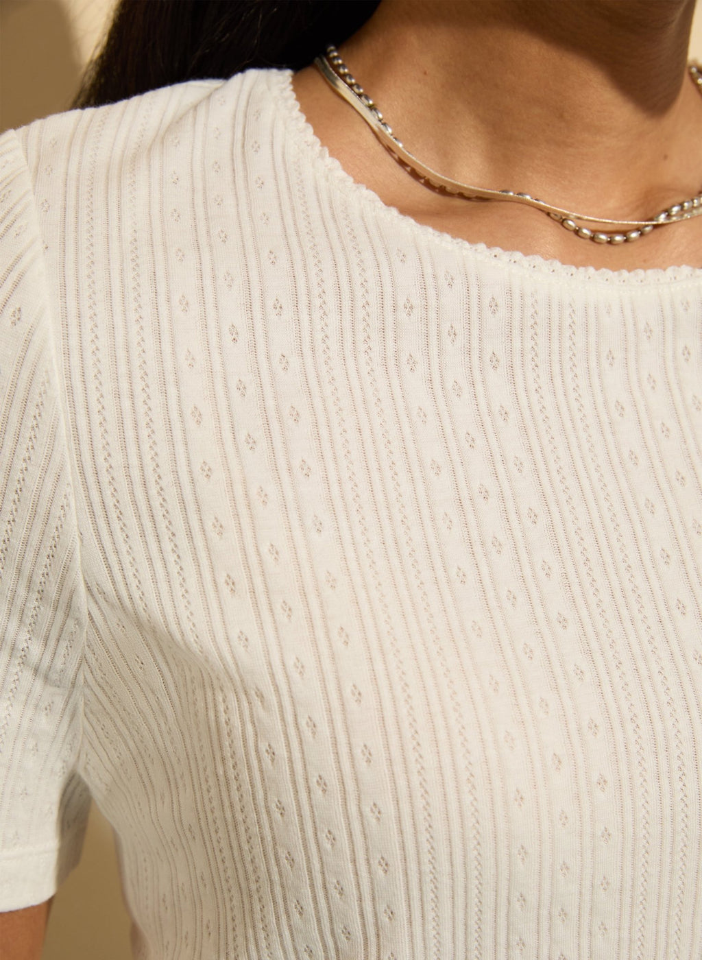 Gabriella Organic Pretty Rib Tee - Pure White Baukjen