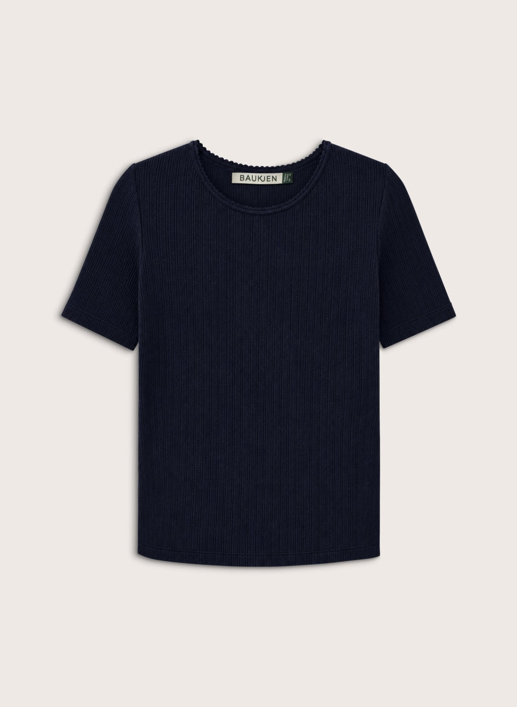 Gabriella Ribbed T-shirt - Navy Baukjen