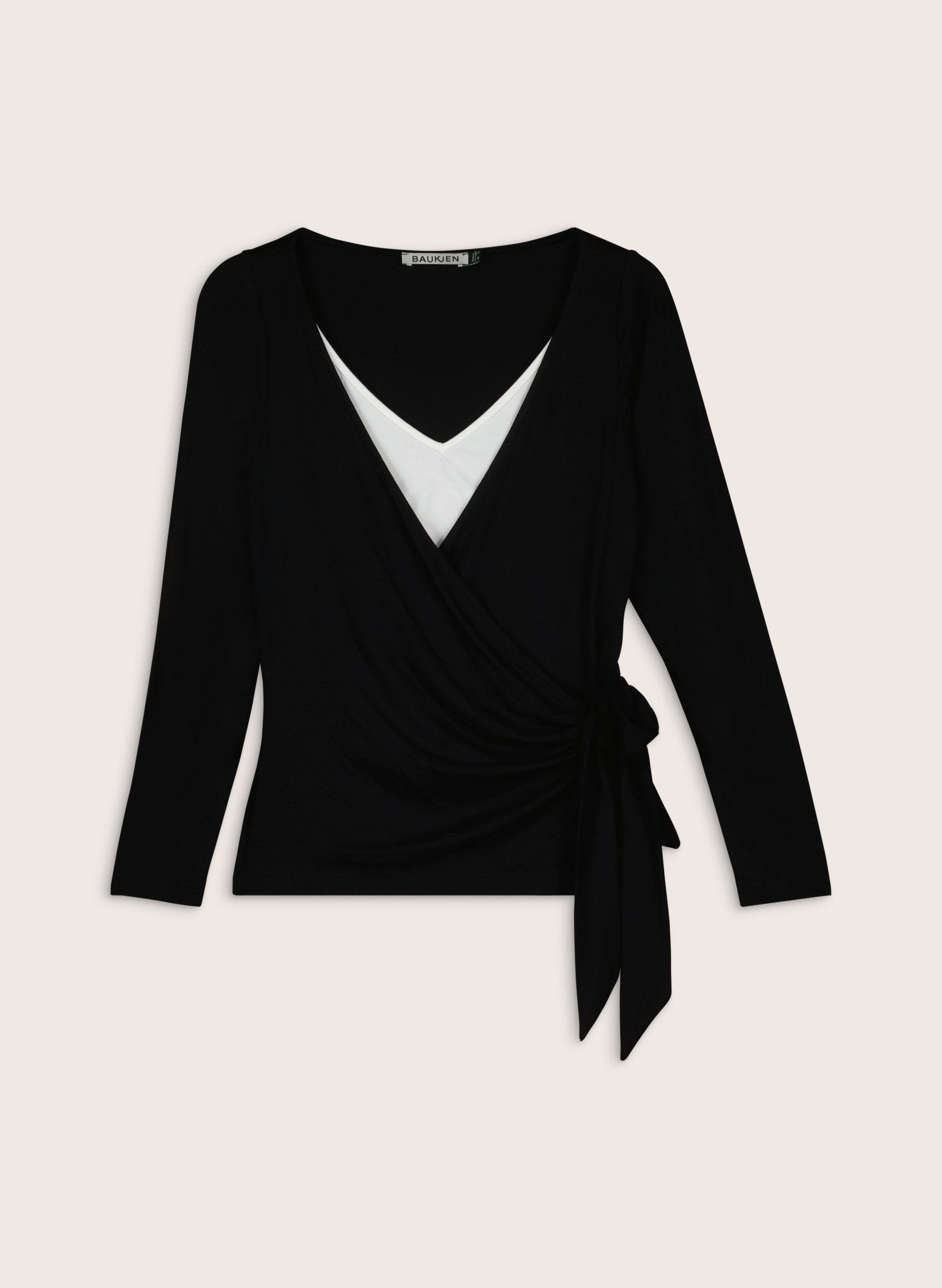 Gabrielle Double Layer Wrap Top - Caviar Black Baukjen