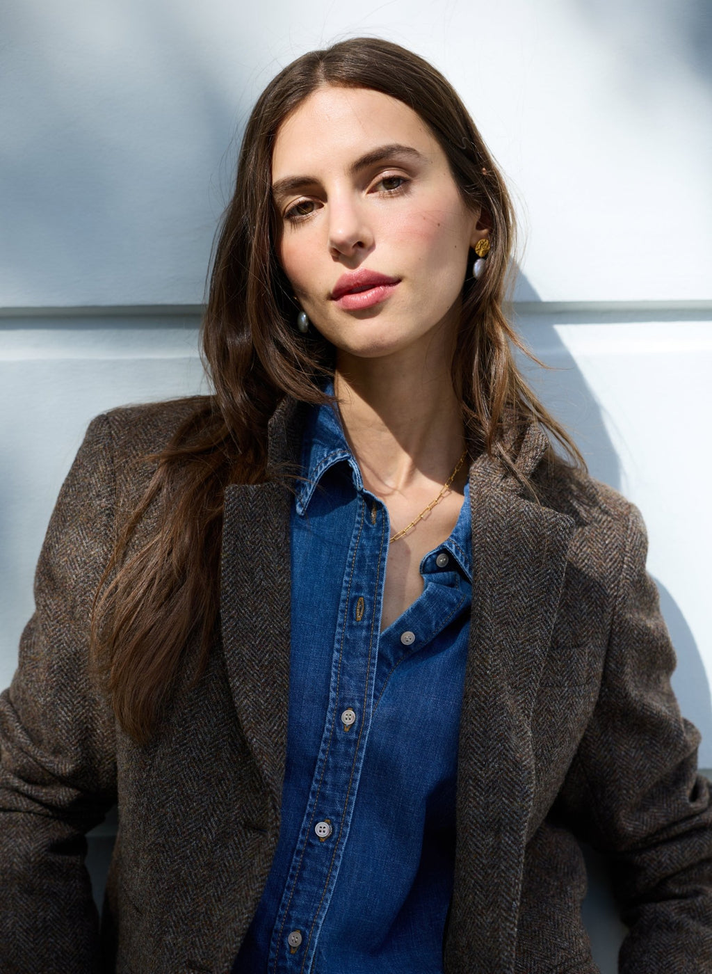 Georgie Oversized Blazer - Brown & Grey Herringbone Baukjen
