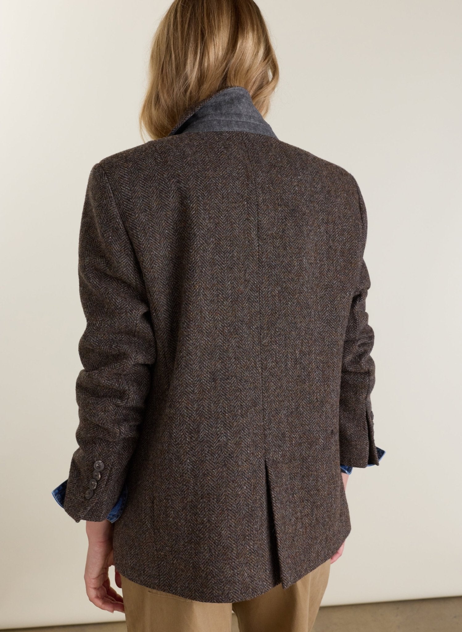 Georgie Oversized Blazer - Brown & Grey Herringbone Baukjen