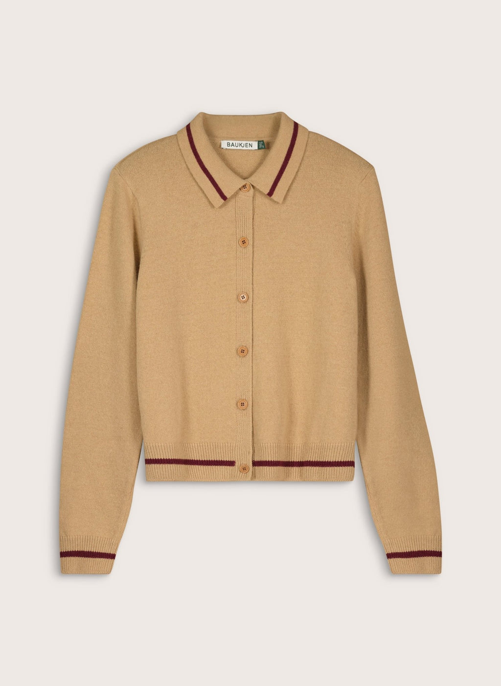 Gillian Wool Blend Collar Cardigan - Taupe Baukjen