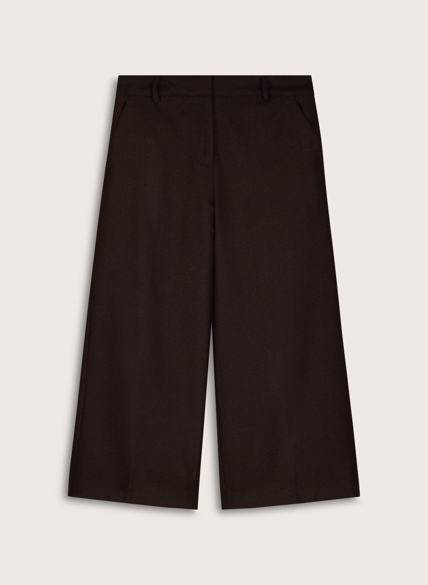 Gilma Wool Blend Wide Crop Trousers - Dark Chocolate Baukjen