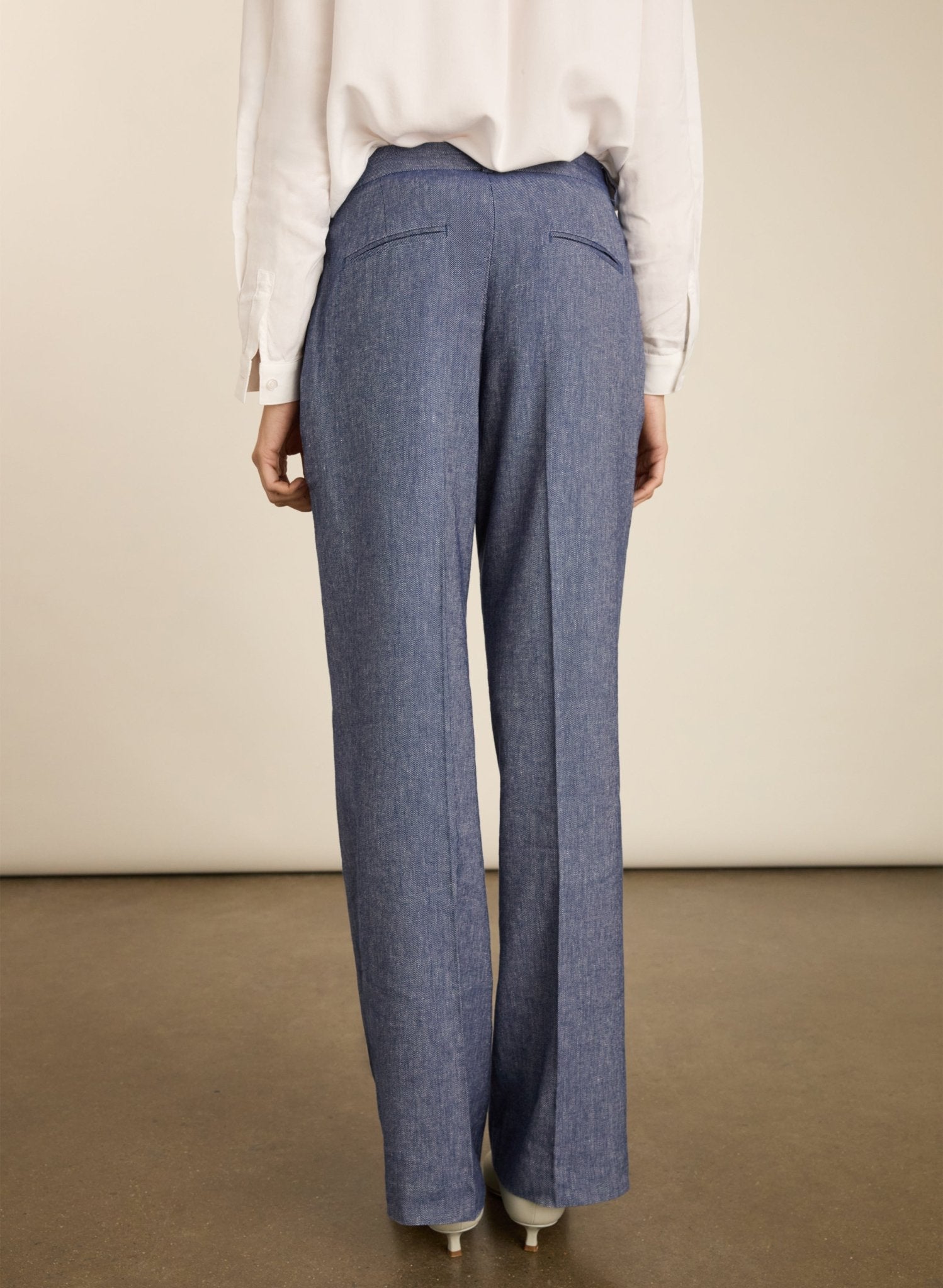 Giselle Linen & Cotton Blend Trousers - Indigo Baukjen
