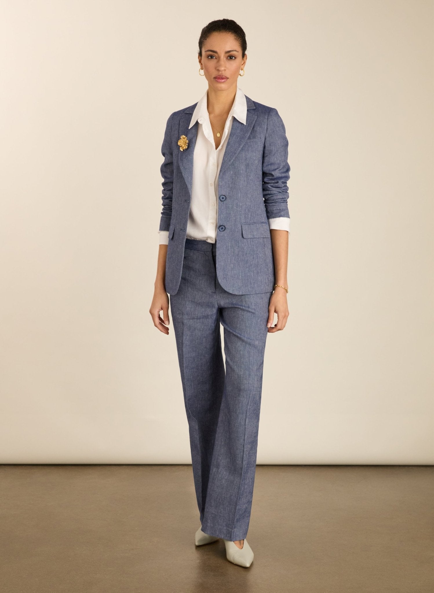 Giselle Linen & Cotton Blend Trousers - Indigo Baukjen