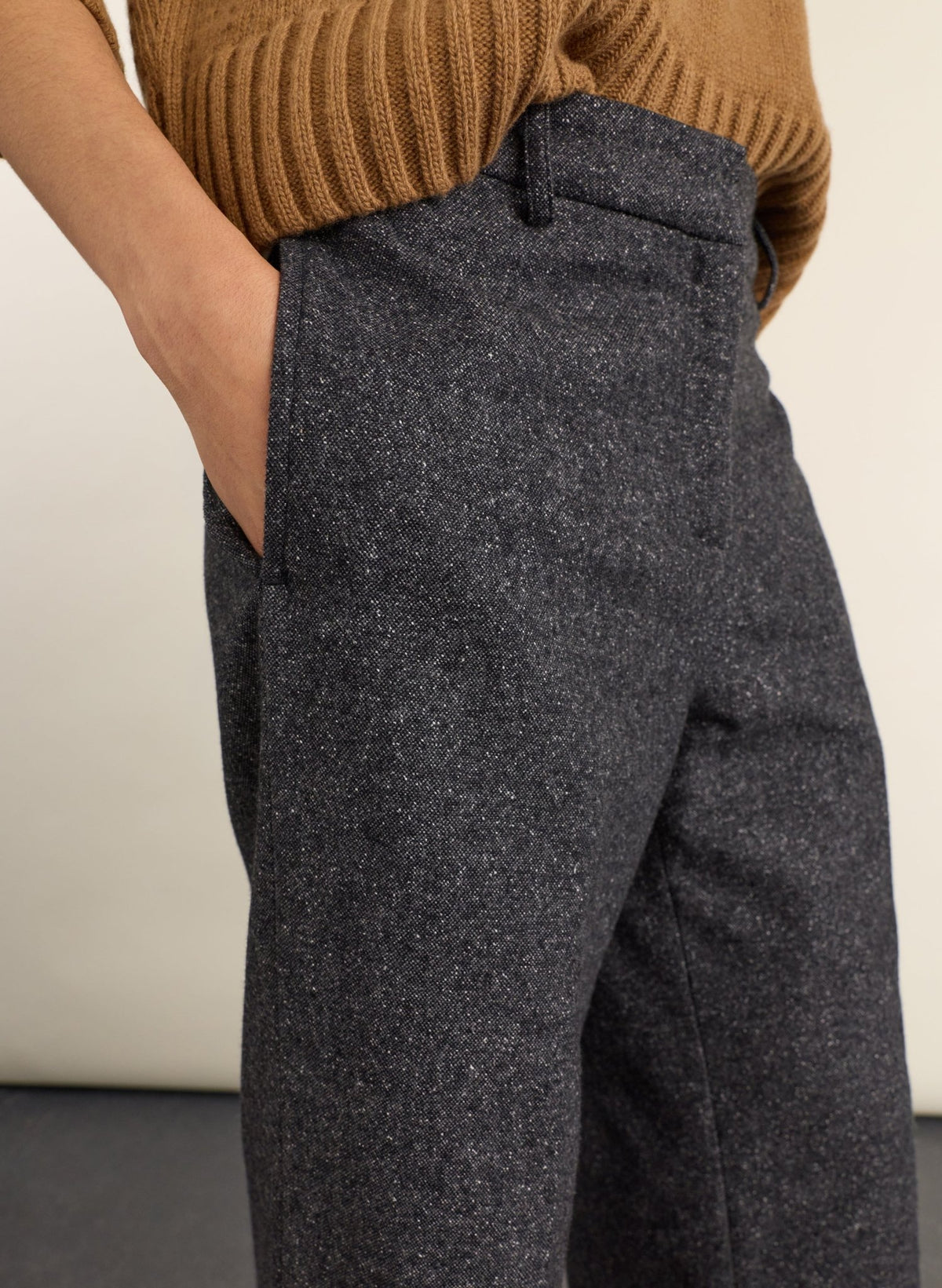 Gwynnie Wool Blend Wide Leg Trousers - Grey Baukjen