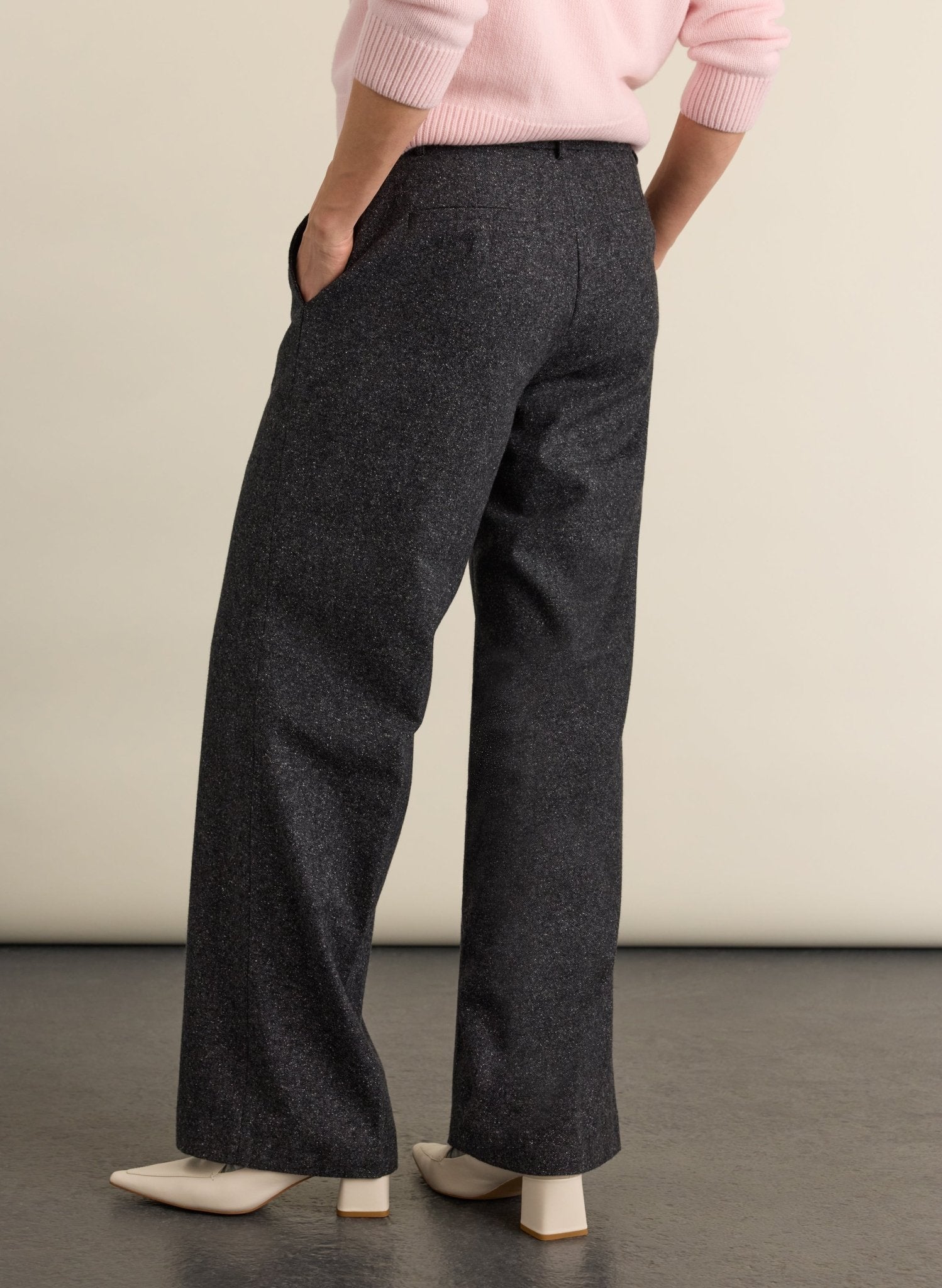 Gwynnie Wool Blend Wide Leg Trousers - Grey Baukjen