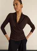 Gylda Fixed Wrap Top - Dark Chocolate Baukjen