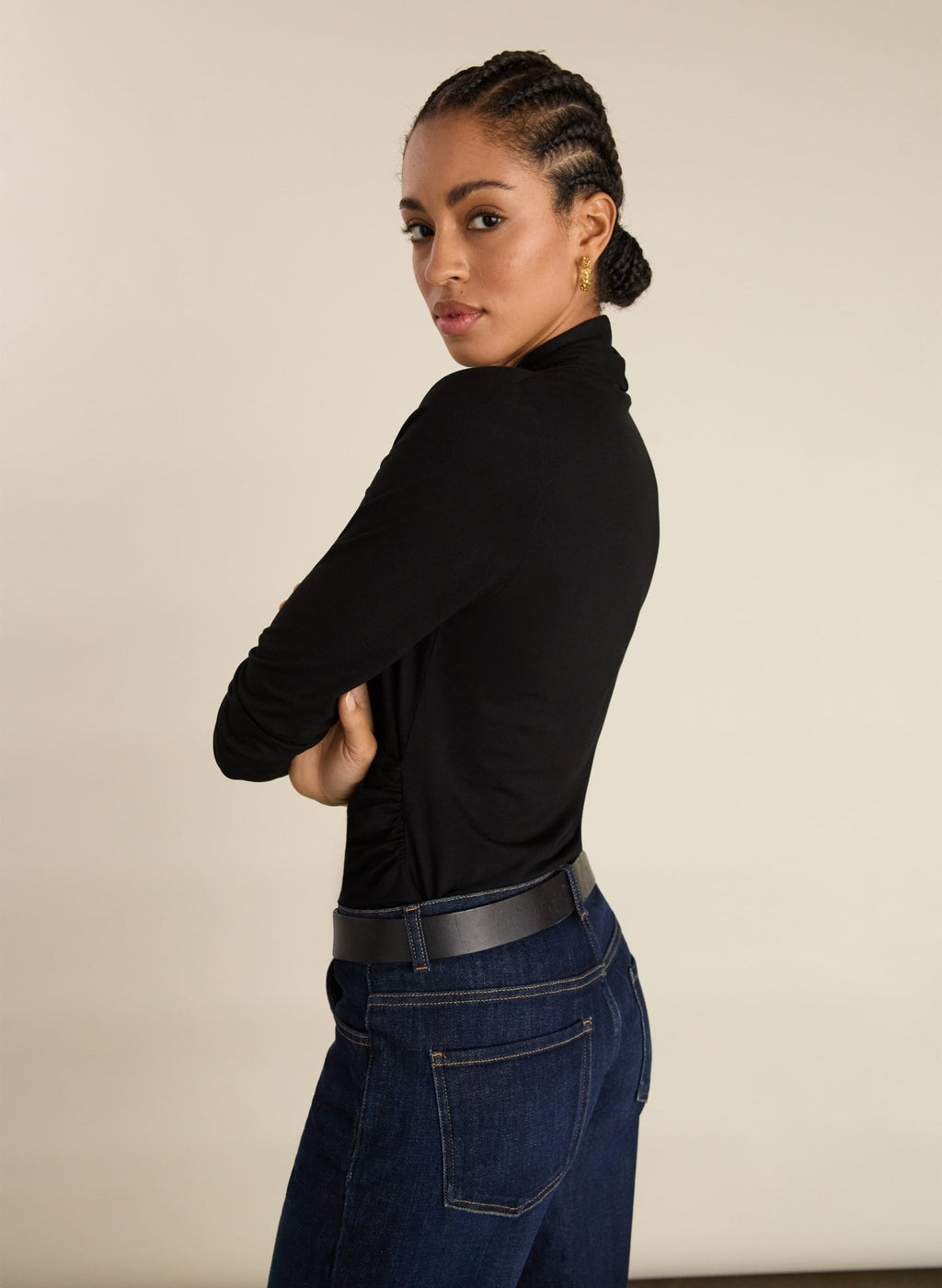 Gylda Wrap Top - Caviar Black Baukjen