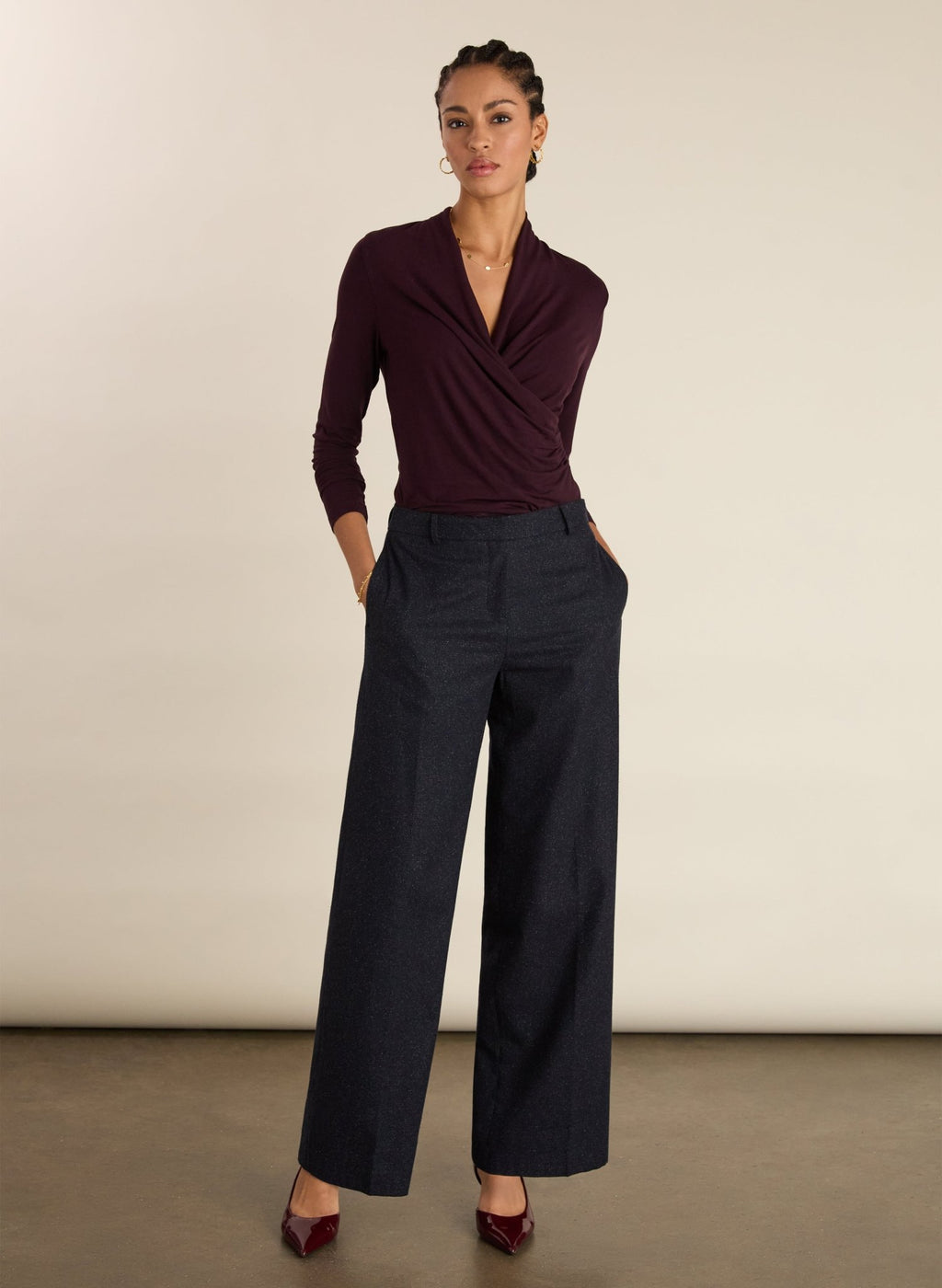 Gylda Wrap Top - Plum Baukjen