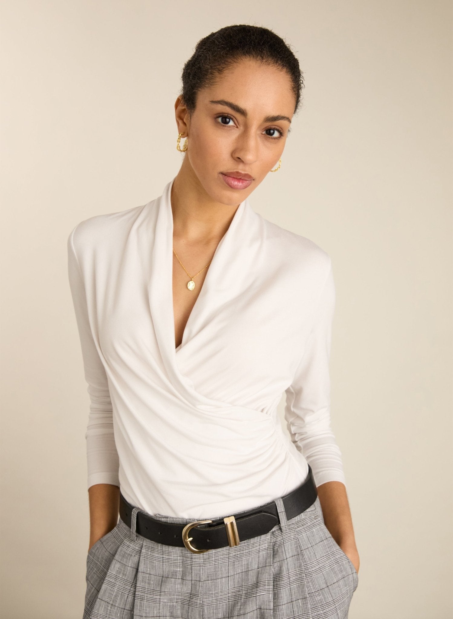 Gylda Wrap Top - Pure White Baukjen