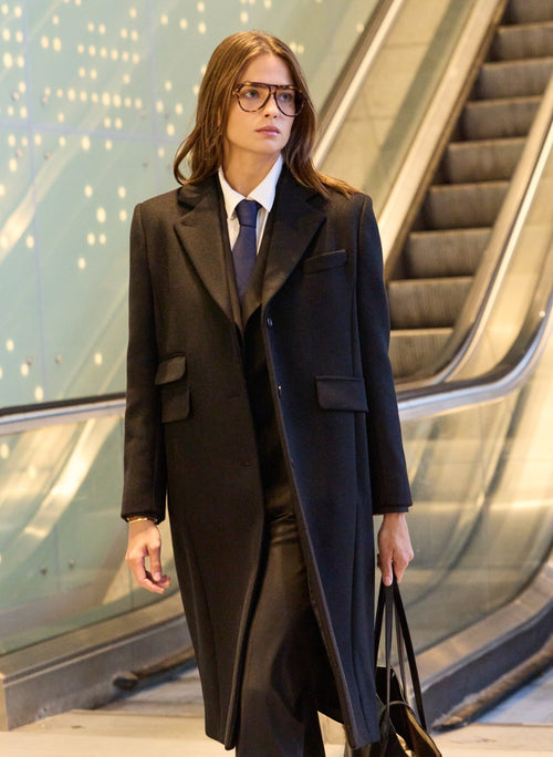 Hana Long Wool Coat - Black Baukjen