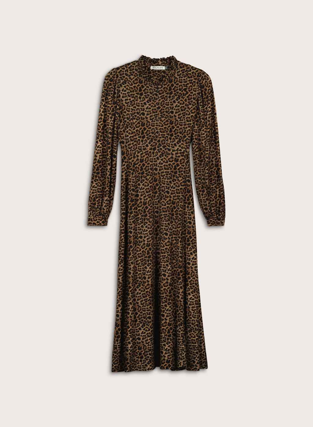 Hannah Printed Jersey Midi Dress - Chestnut Leopard Baukjen