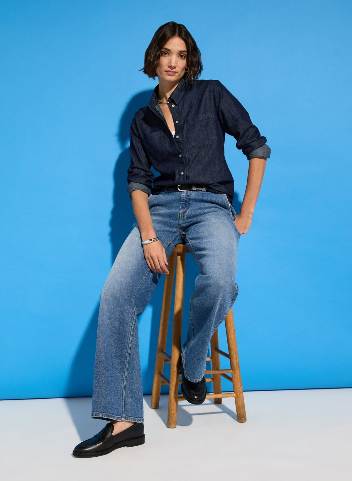 Hattie Organic Denim Shirt - Dark Indigo Baukjen