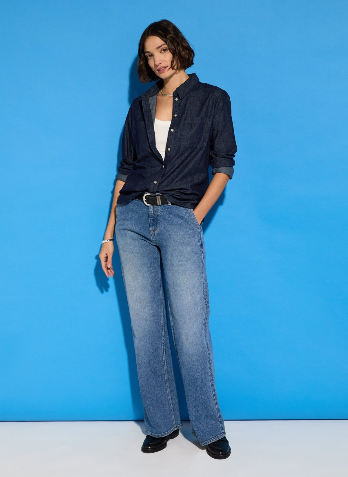 Hattie Organic Denim Shirt - Dark Indigo Baukjen