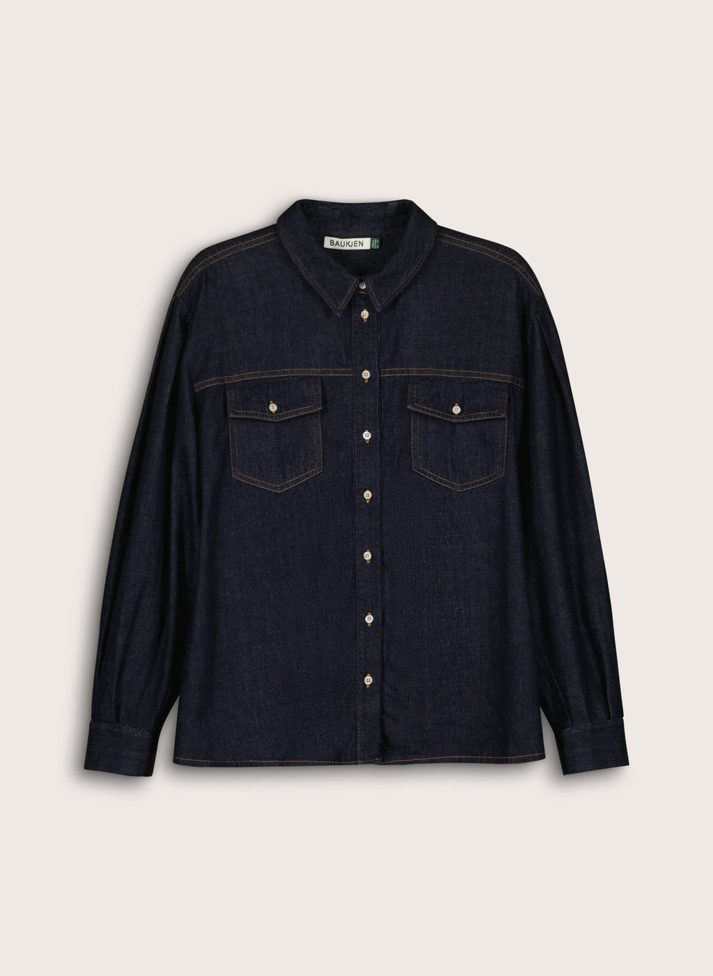 Heather Organic Denim Shirt - Dark Denim Baukjen