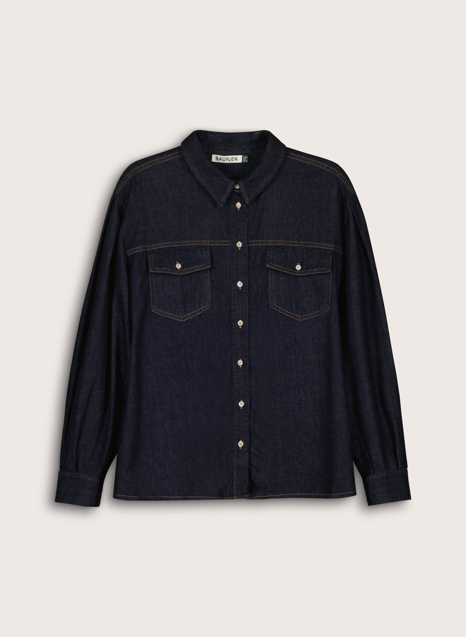 Heather Organic Denim Shirt - Dark Denim Baukjen