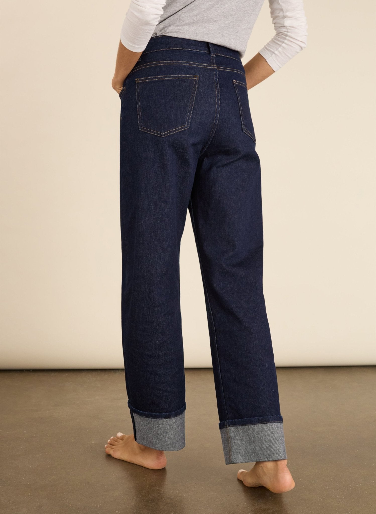 Helen Organic Cotton Stretch Turn Up Jeans - Dark Denim Baukjen
