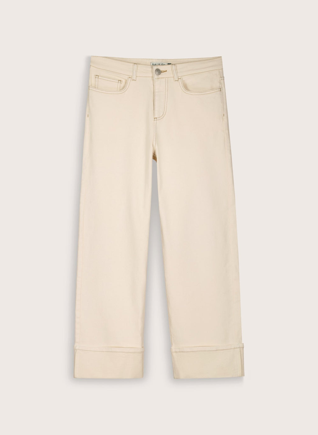 Helen Organic Cotton Stretch Turn Up Jeans - Ecru Baukjen