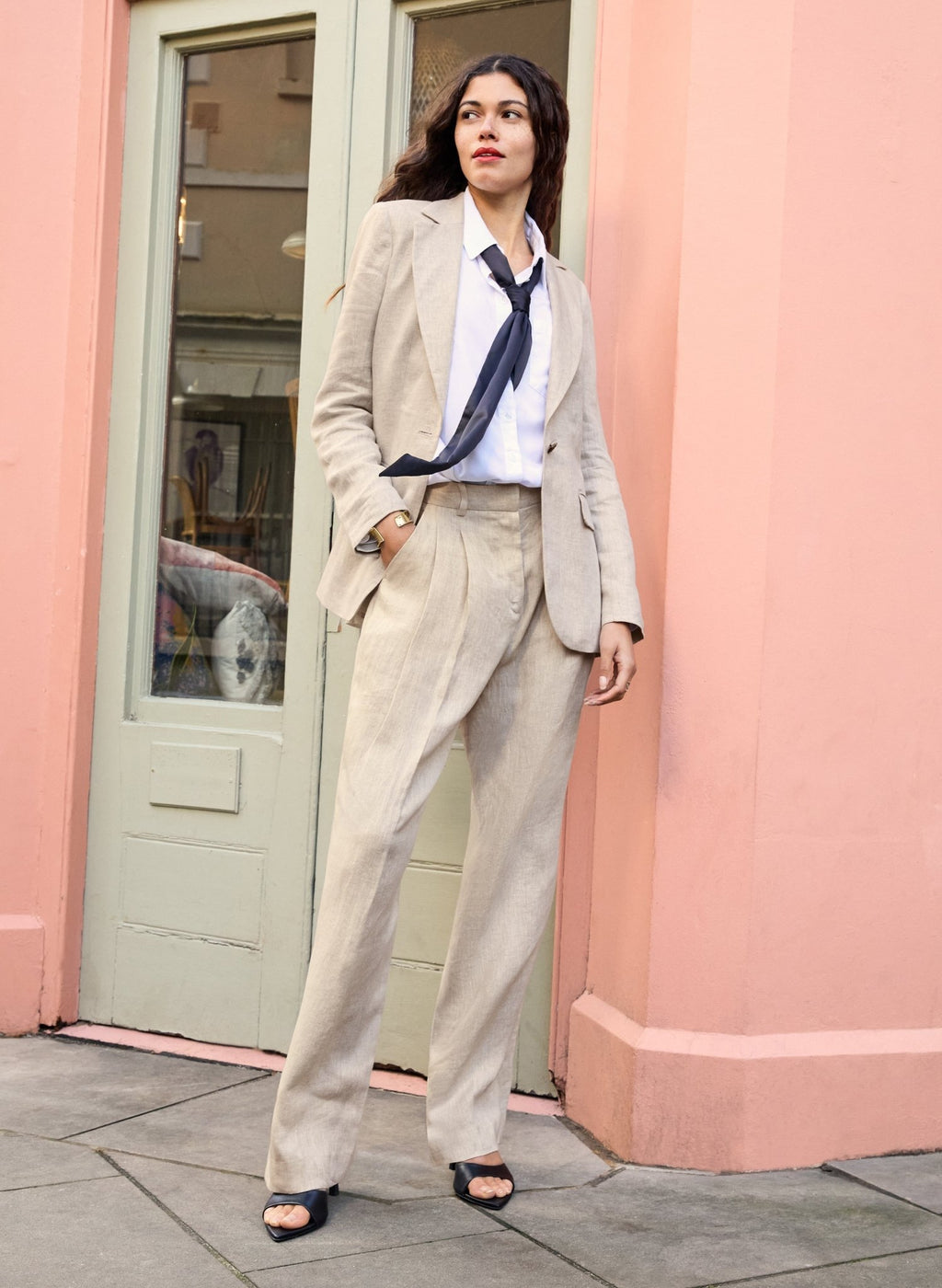 Henrietta Linen Trousers - Neutral Baukjen