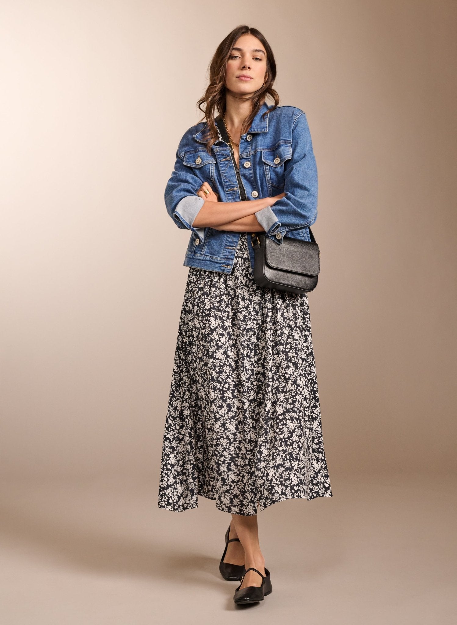 Holly Dress - Black Ditsy Baukjen