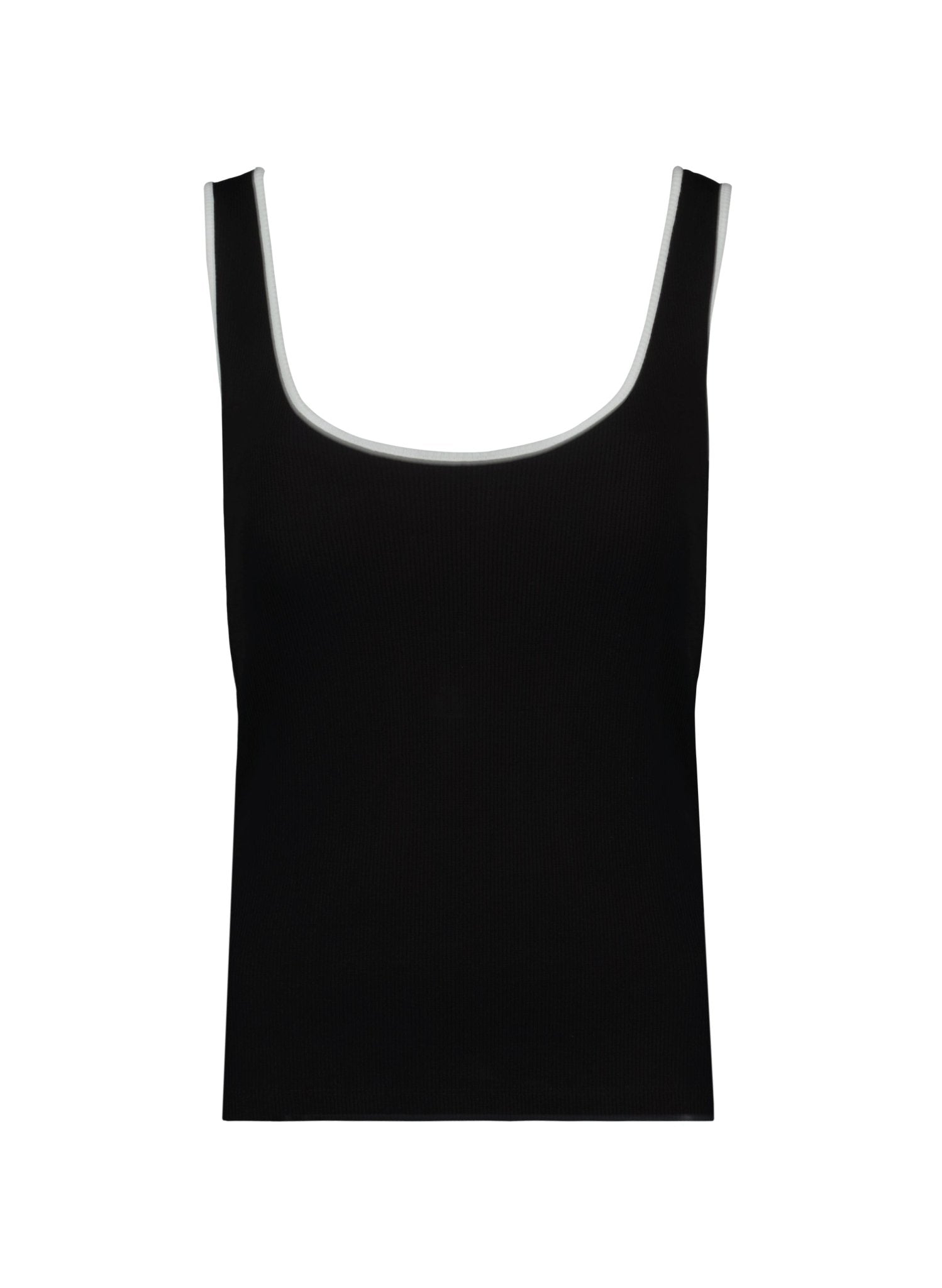 Houston Organic Rib Vest - Caviar Black & Pure White Baukjen