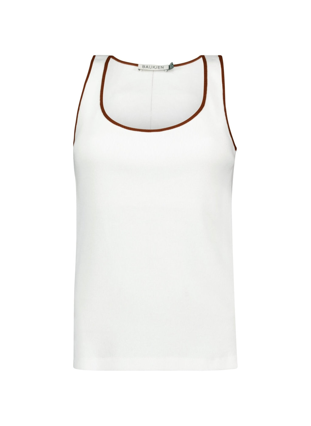 Houston Organic Rib Vest - Pure White & Milk Chocolate Baukjen