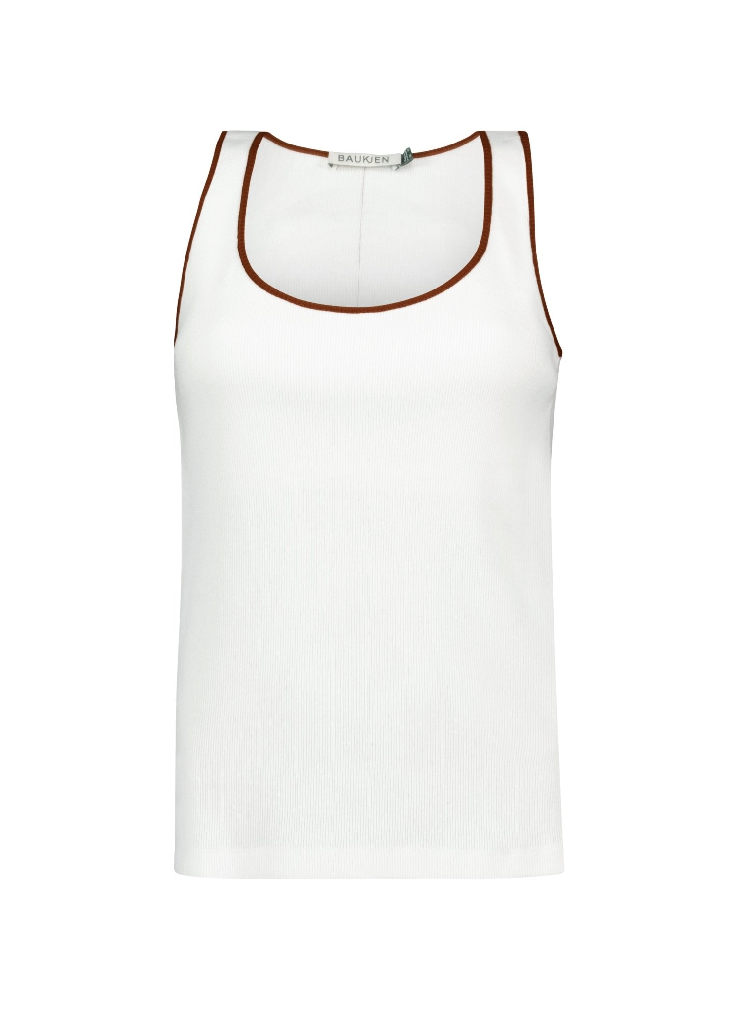 Houston Organic Rib Vest - Pure White & Milk Chocolate Baukjen