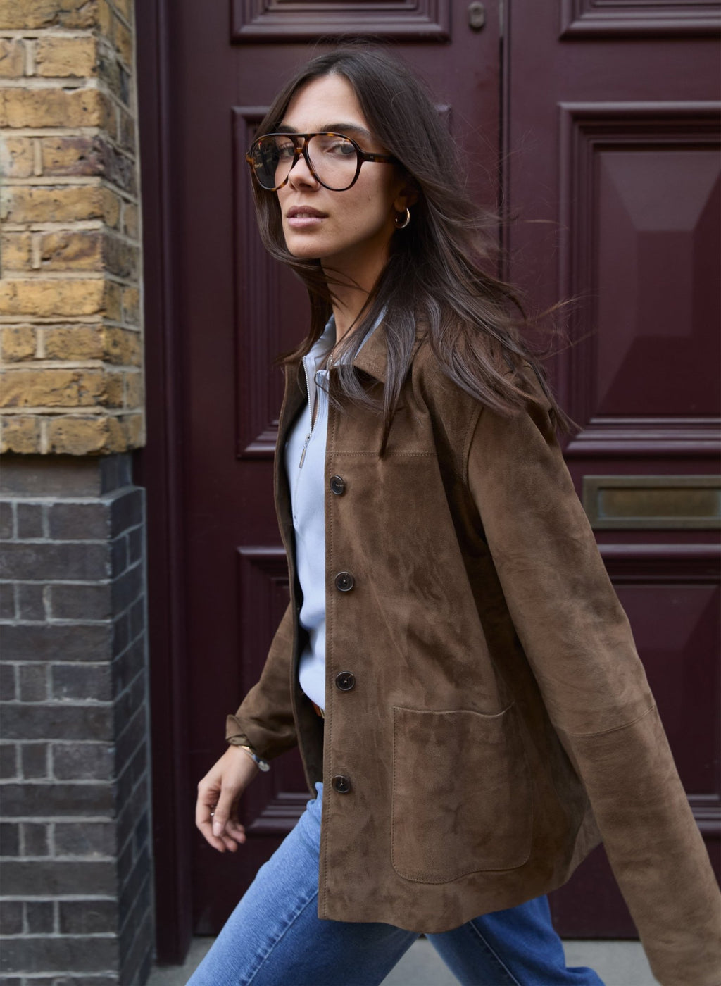 Hudson Suede Blazer - Dark Brown Baukjen