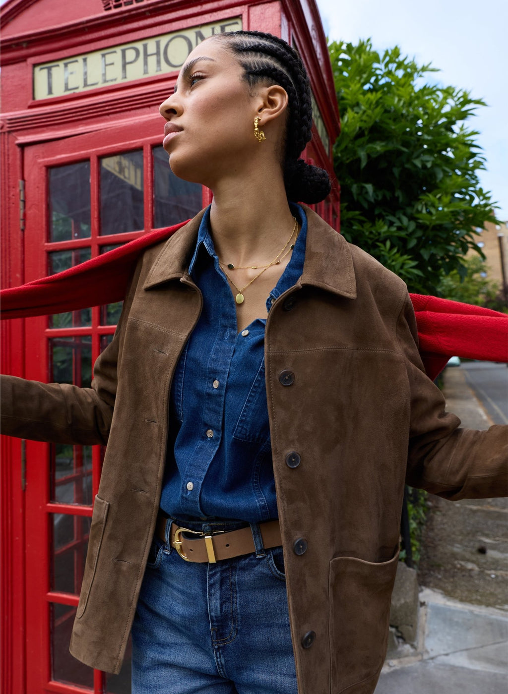 Hudson Suede Blazer - Dark Brown Baukjen