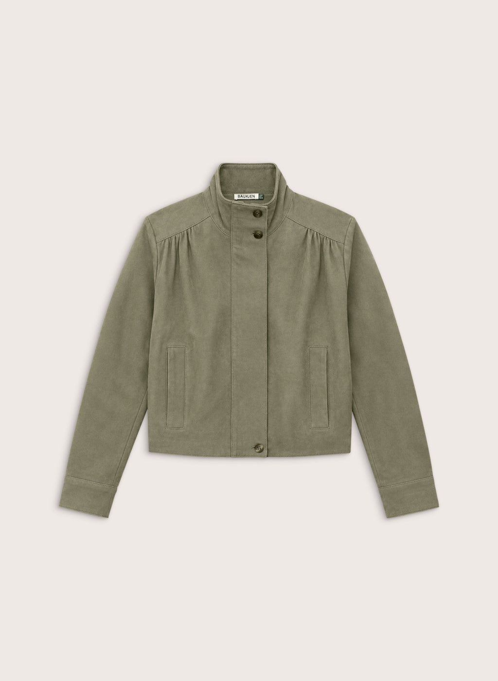 Ida Suede Funnel Neck Bomber Jacket - Sage Baukjen
