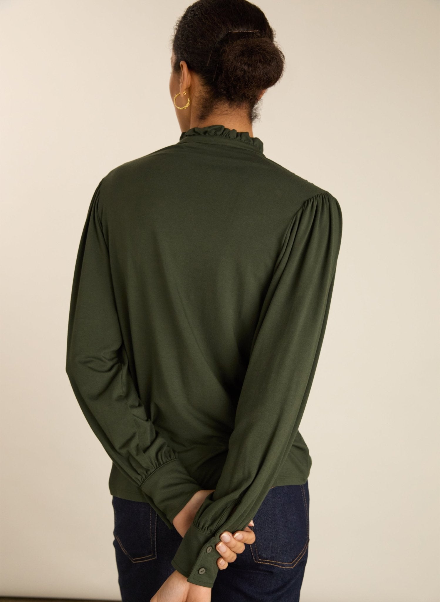 Imken Long Sleeve Blouse - Deep Khaki Baukjen