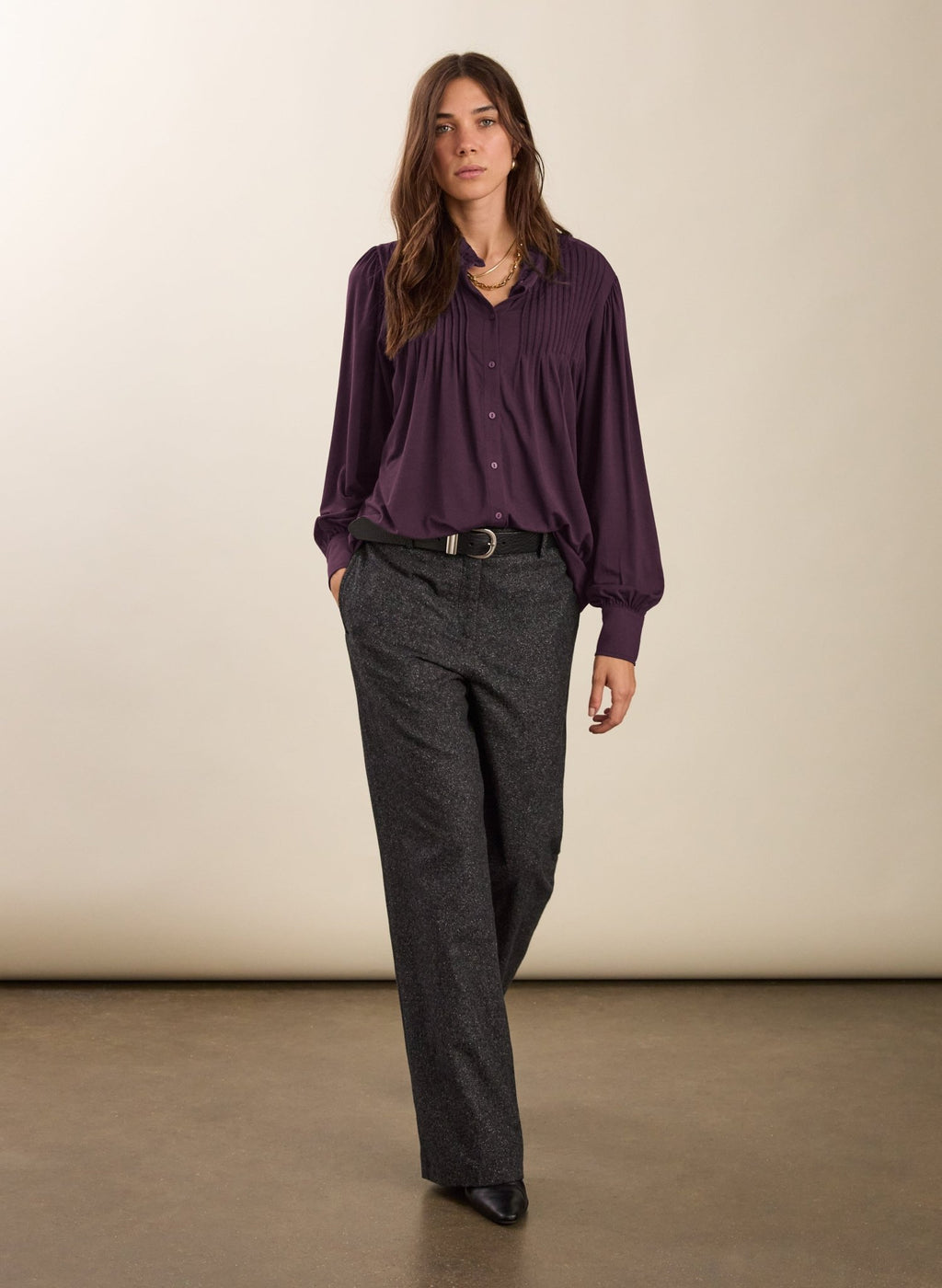 Imken Long Sleeve Blouse - Plum Baukjen