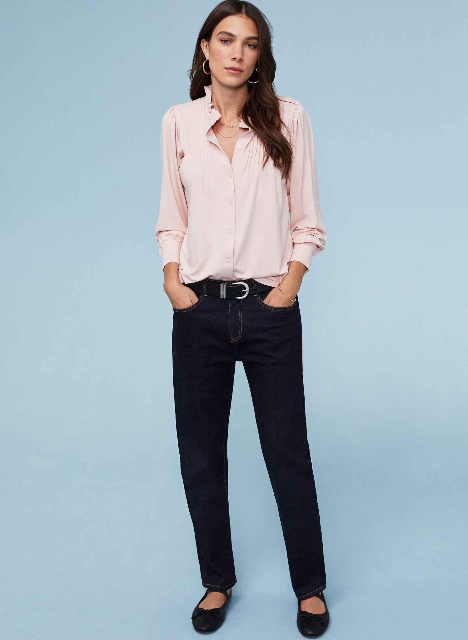 Imken Long Sleeve Blouse - Powder Pink Baukjen