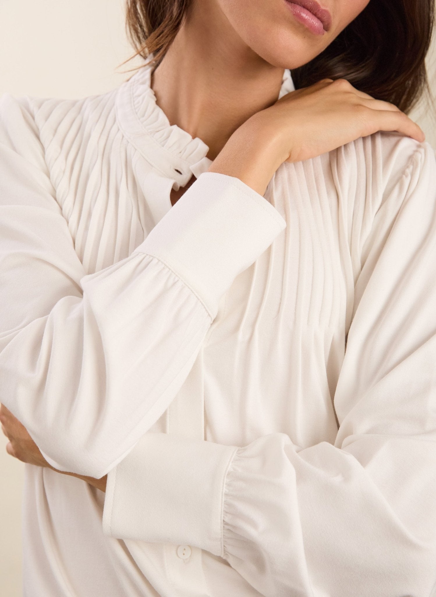 Imken Long Sleeve Blouse - Pure White Baukjen