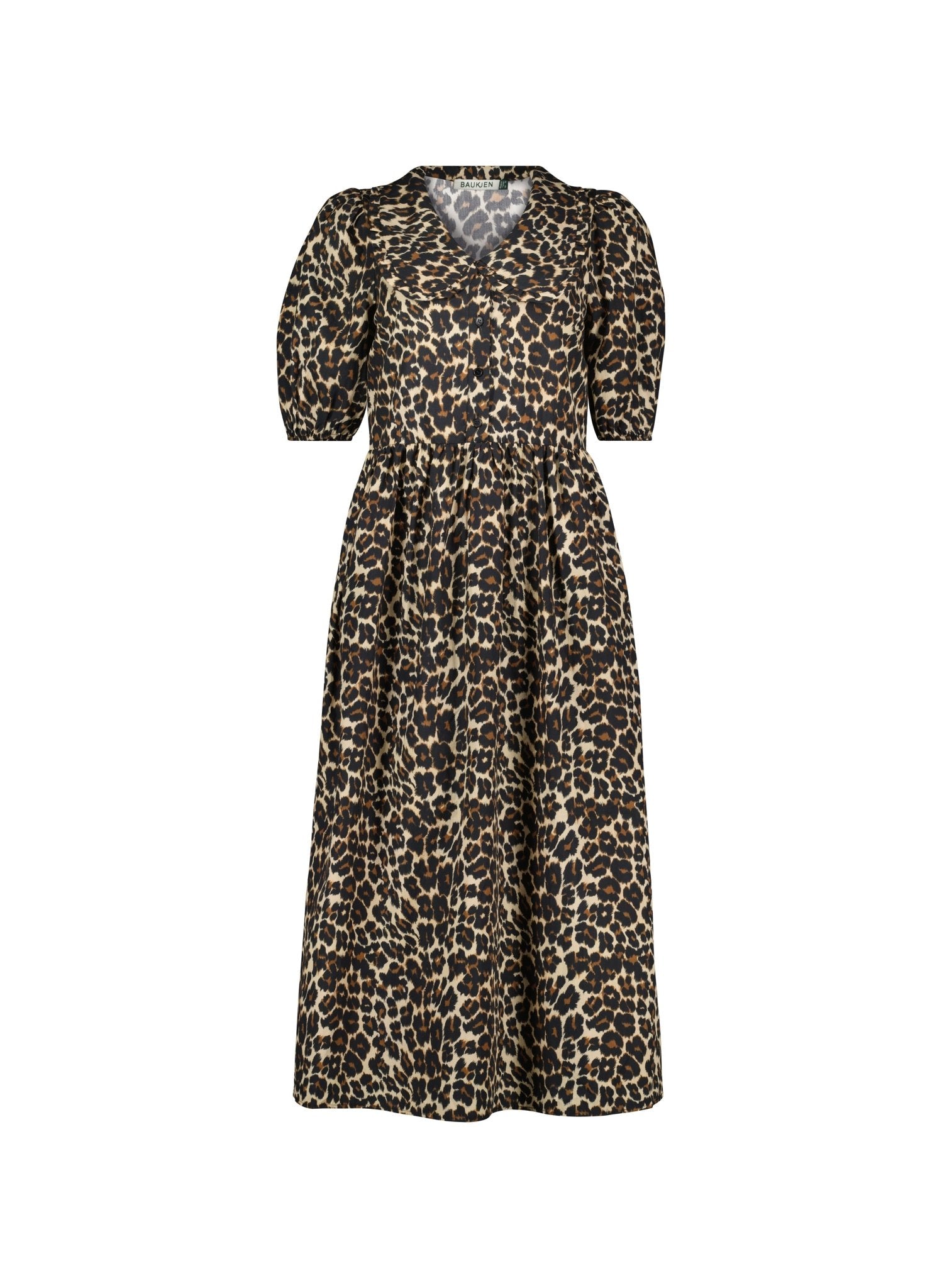 Imogen Organic Cotton Printed Midi Dress - Brown Leopard Baukjen