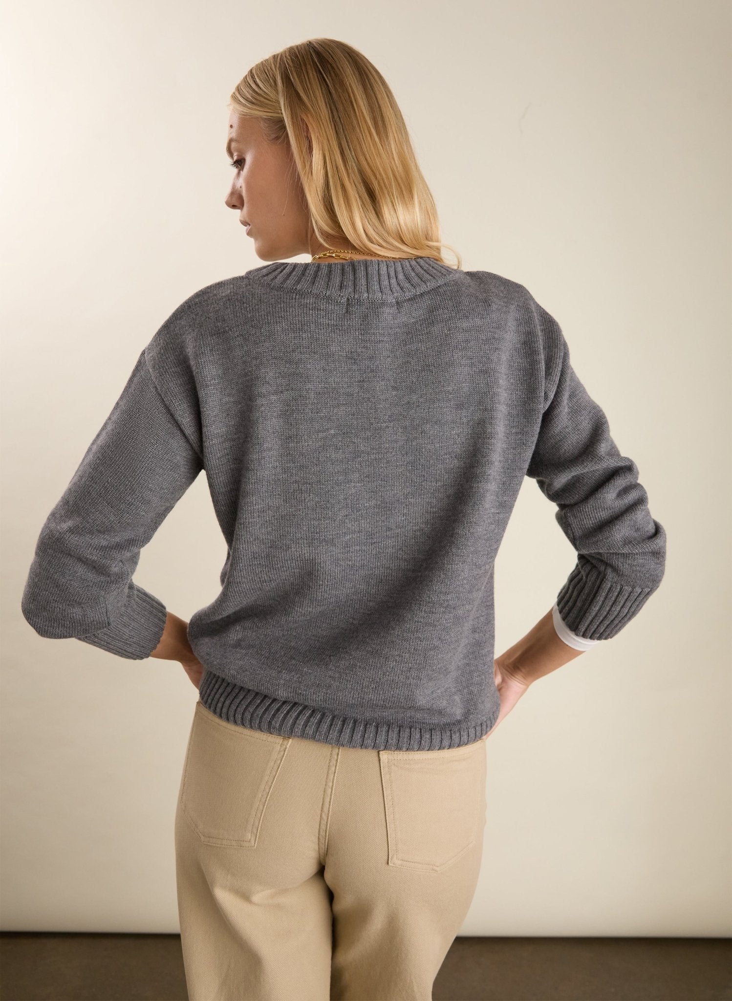 Ines Merino Crew Neck Jumper - Grey Marl Baukjen