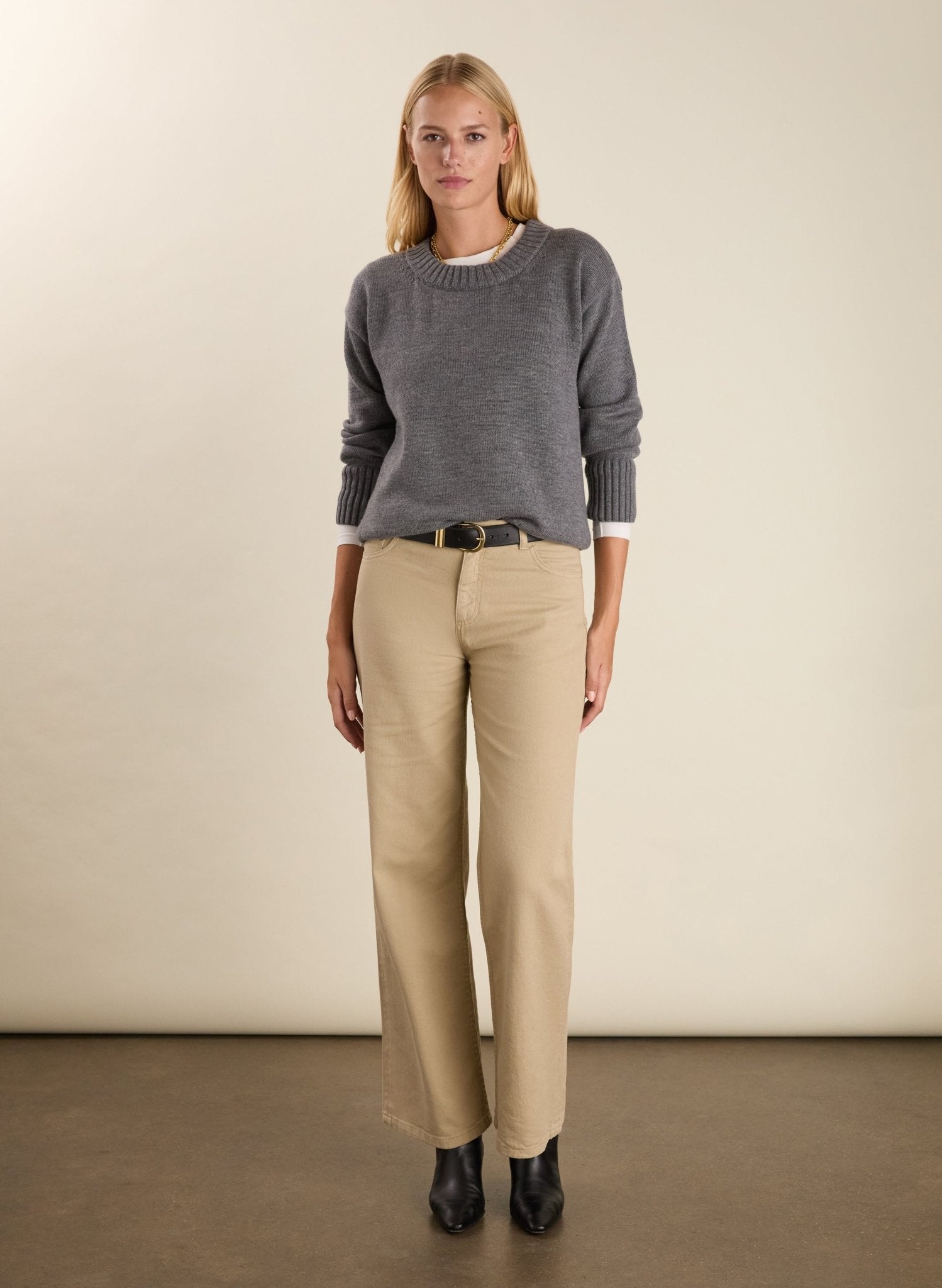 Ines Merino Crew Neck Jumper - Grey Marl Baukjen