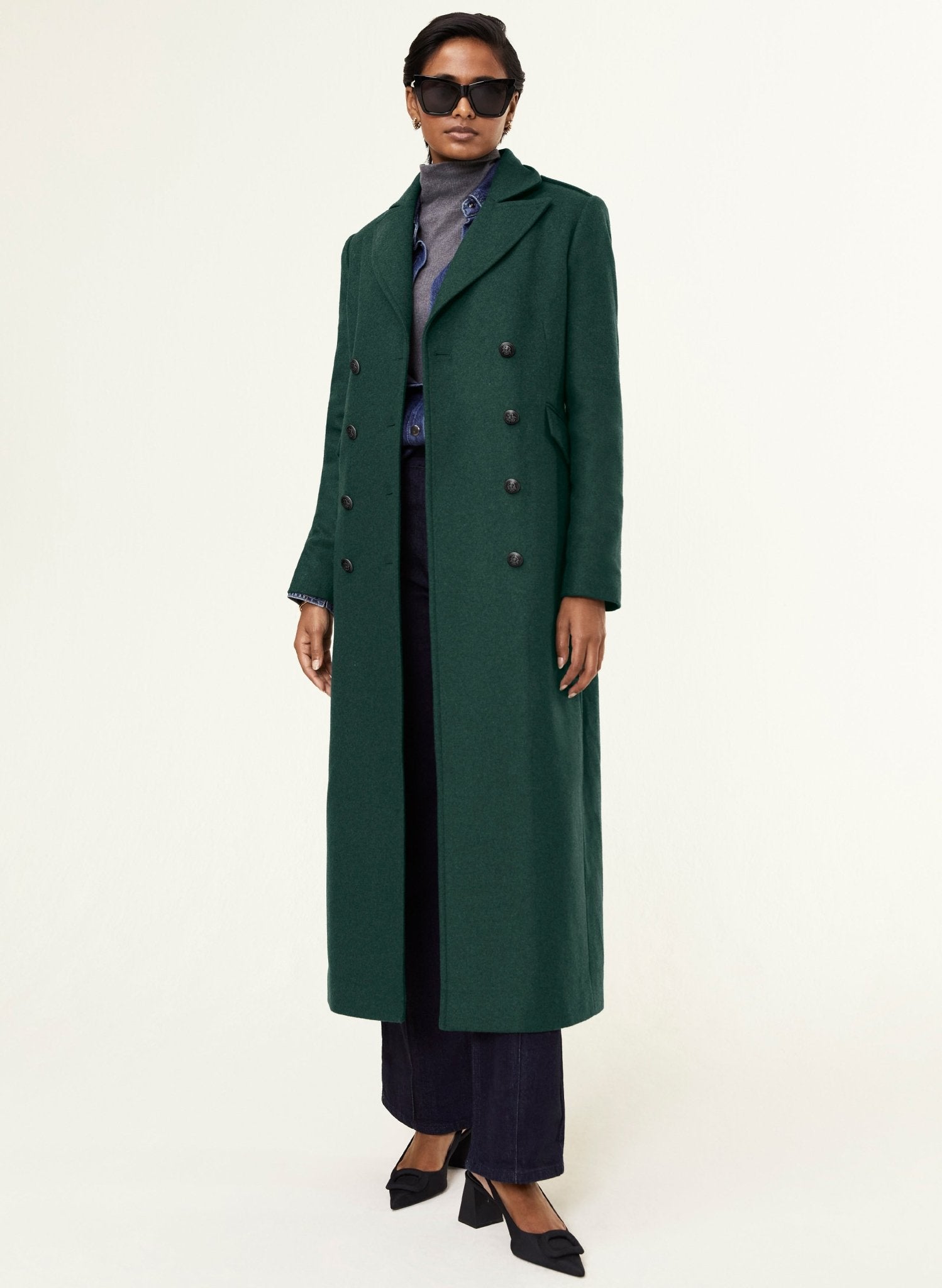 Inge Recycled Coat - Pine Green Baukjen