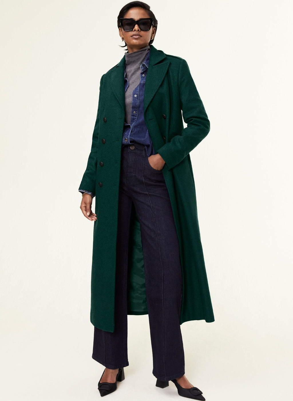 Inge Recycled Coat - Pine Green Baukjen