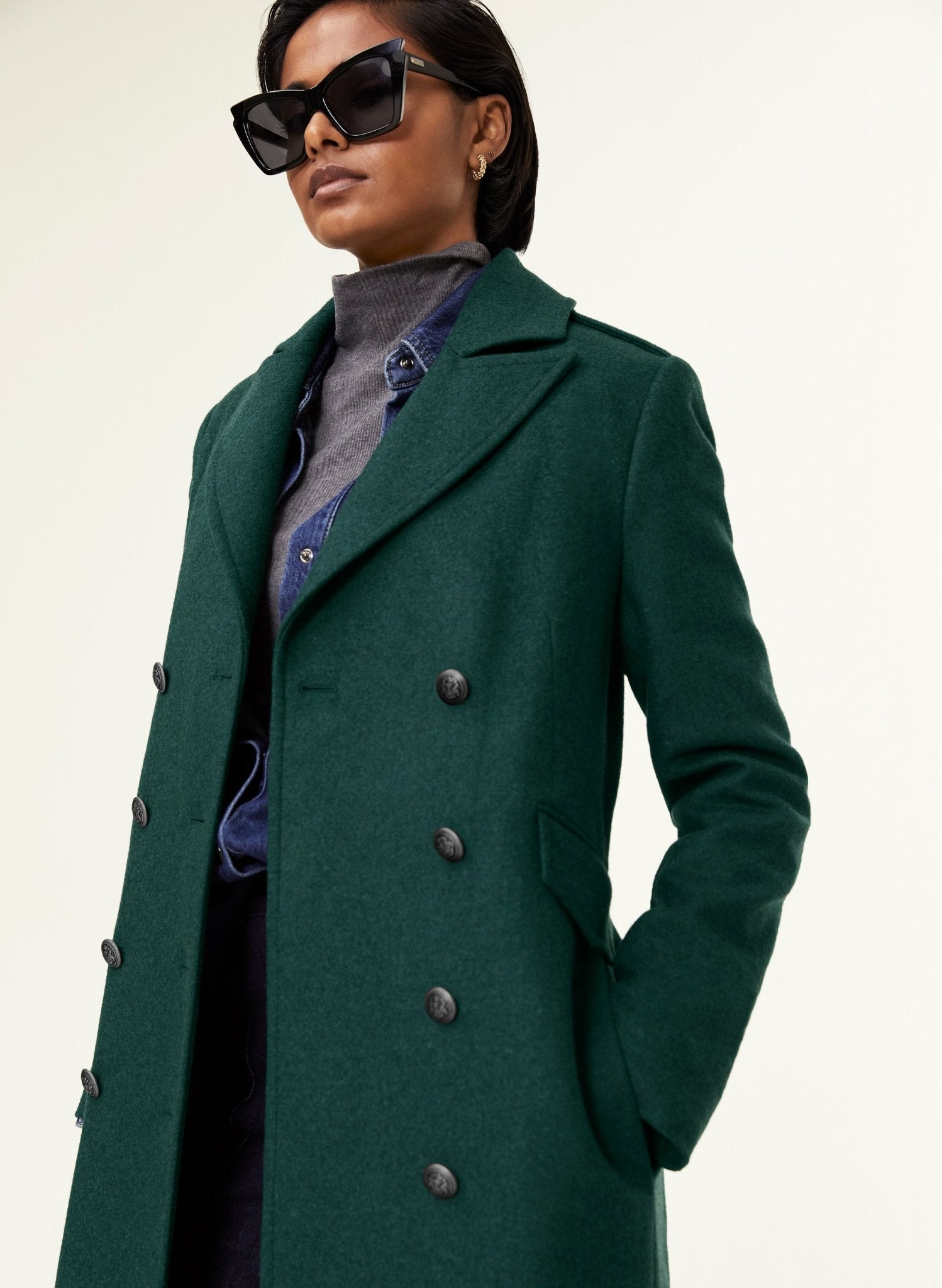 Inge Recycled Coat - Pine Green Baukjen