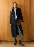 Ingrid Belted Wool Trench Coat - Classic Navy Baukjen