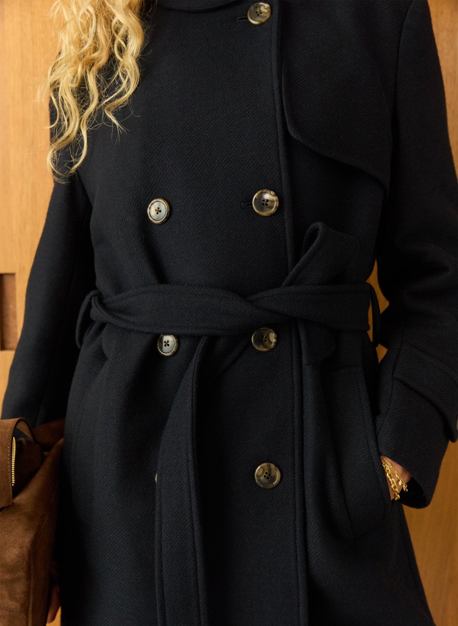 Ingrid Belted Wool Trench Coat - Classic Navy Baukjen