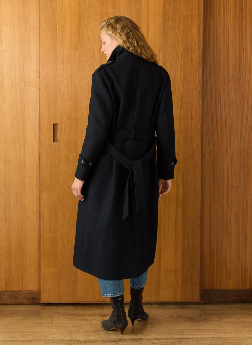 Ingrid Belted Wool Trench Coat - Classic Navy Baukjen