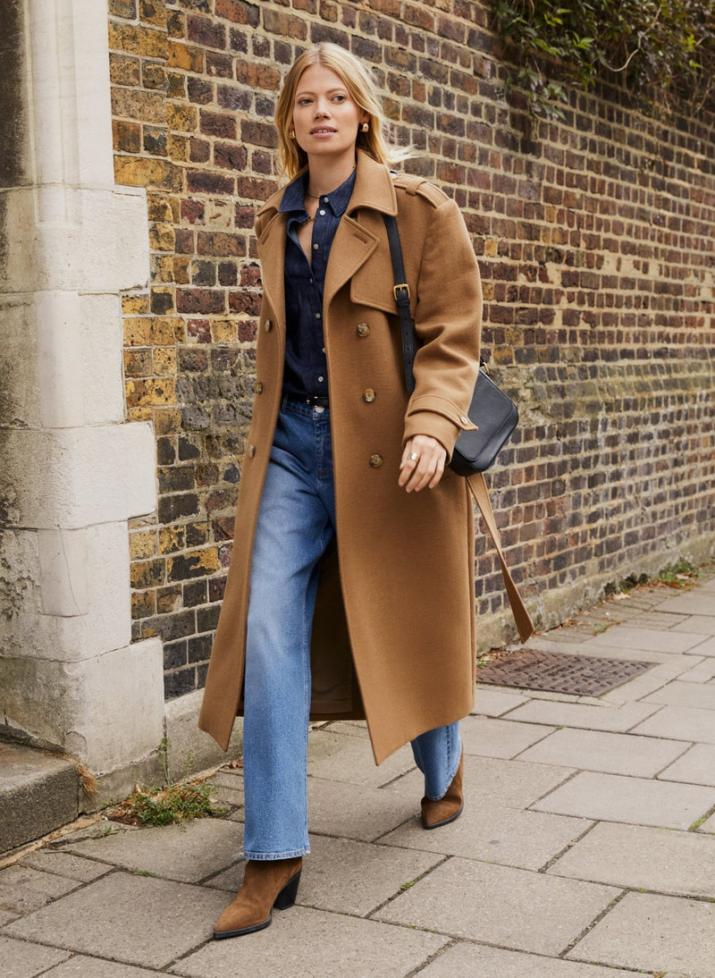 Ingrid Belted Wool Trench Coat - Taupe Baukjen