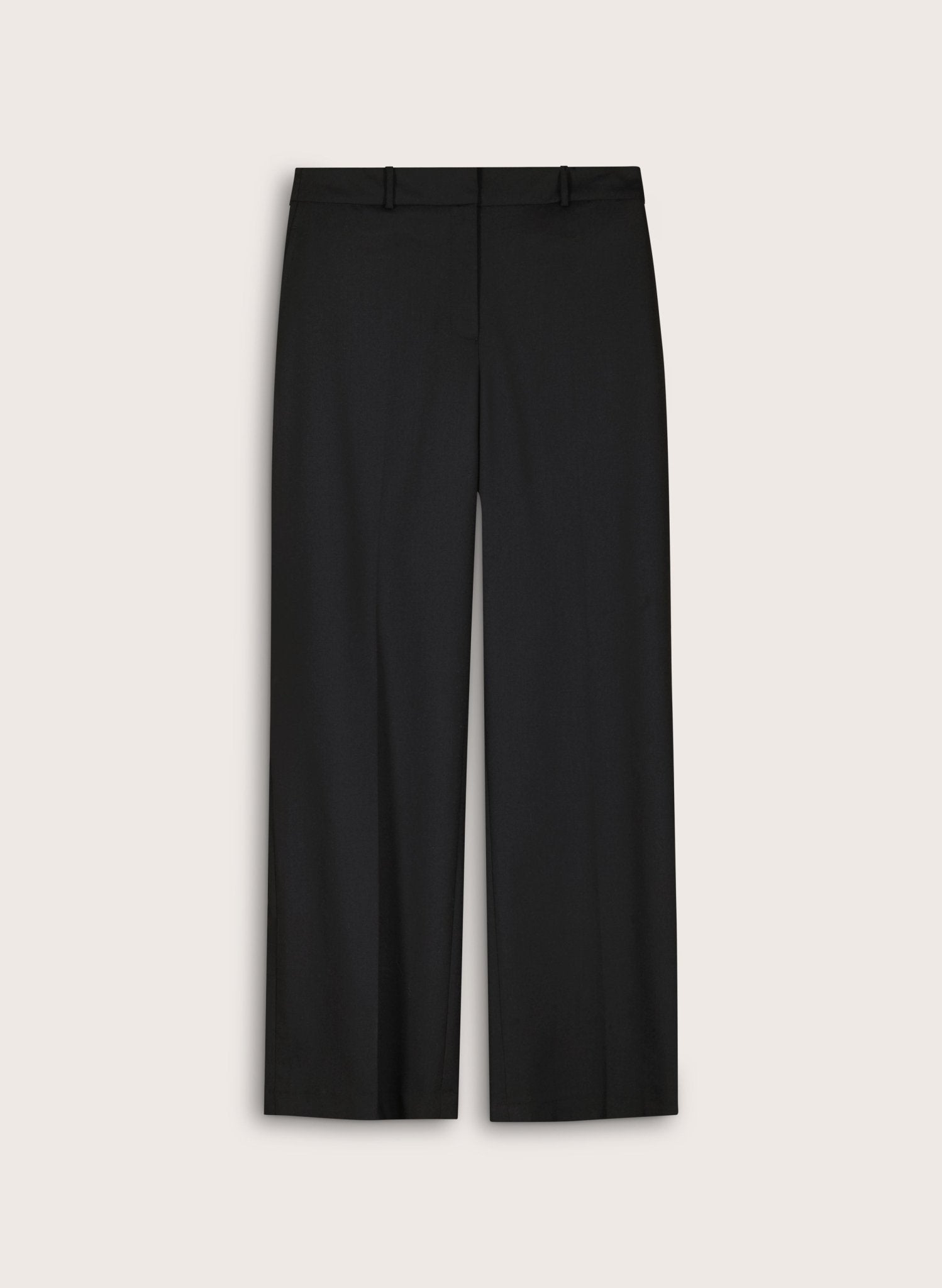 Ione Wool Blend Wide Leg Trousers - Caviar Black Baukjen
