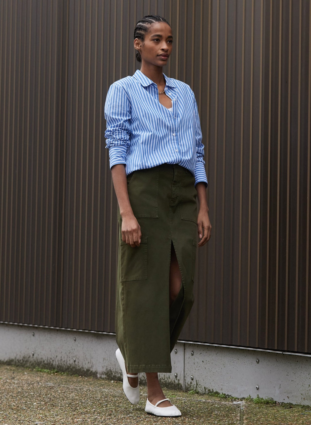 Irma Organic Cotton Skirt - Dark Olive Baukjen